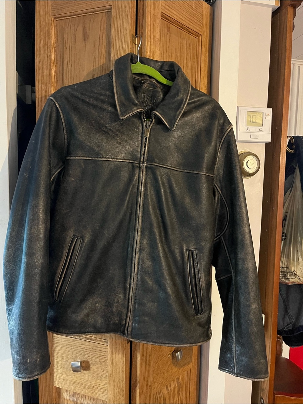 Wilsons Brown Distressed Lined Leather Jacket Men's L